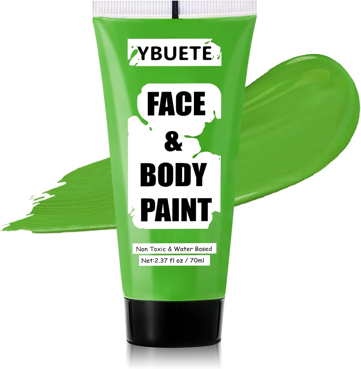 YBUETE Light Green Water Based Face Body Paint for St. Patrick&rsquo;S Day,2.37 OZ Large Tube Full Coverage Face Paint for Cosplay Monster Hulk Witch,Washable Green Body Painting Adult Halloween SFX Makeup - Blue image number 4