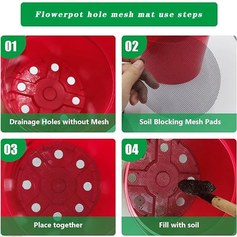 50Pcs Diameter 10Cm&100Pcs Diameter 5 Cm Flower Pot Hole Mesh Pad,Soft Bonsai Pots Bottom Grid Mat,Round Drainage Mesh Hole Screens,For Garden Planting,Plant Drainage Screens Gasket Prevent Soil Loss image number 5
