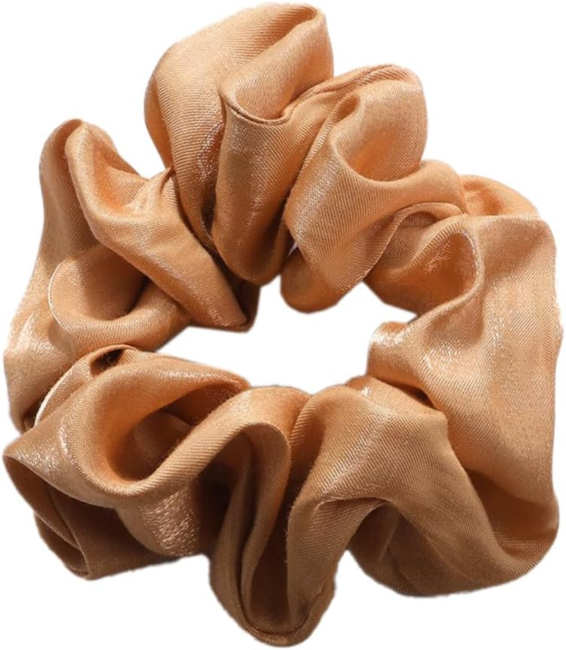Pack of 3 Women'S Satin Hair Bands Hair Rings Elastic Hair Rope Hair Accessories Ponytail Holder Scrunchies Headwear for Girls Women Daily Wear, Champagne image number 6