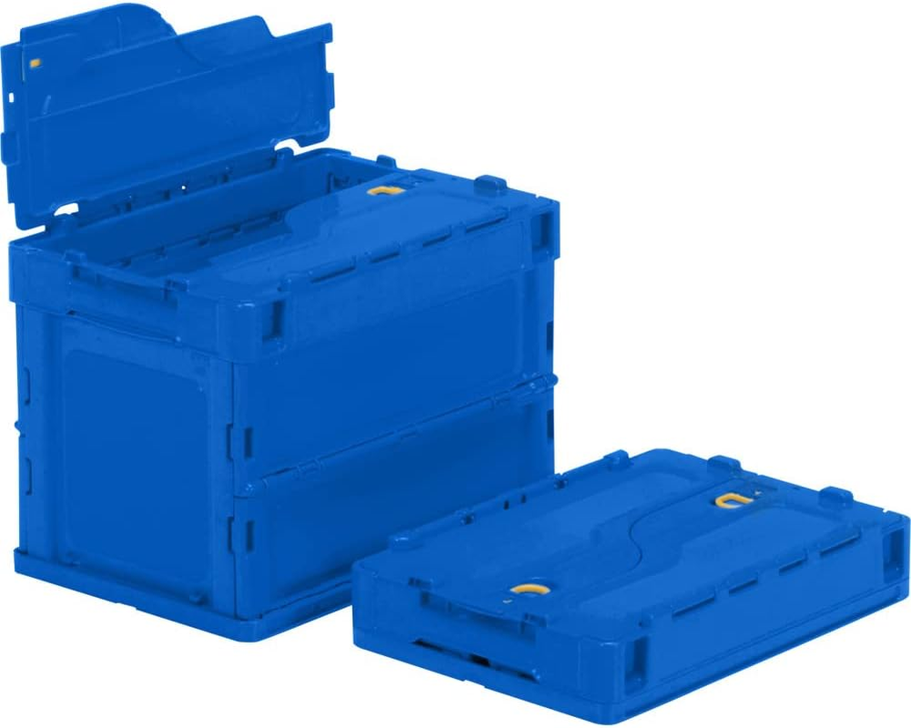 TRUSCO TR-C20B-DB Thin Folding Container, 6.1 Gal (20 L) with Locking Lid, Dark Blue TR-C20B-DB Storage Box image number 6