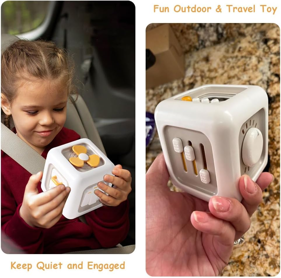 OLIGEI Busy Activity Cube Montessori Toys for 1 Year Old Boy, Baby Sensory Toys for Ages 1-3, Learning Fine Motor Skills| Car Travel Toy 1St Birthday Boy Girl 12 Months + image number 6