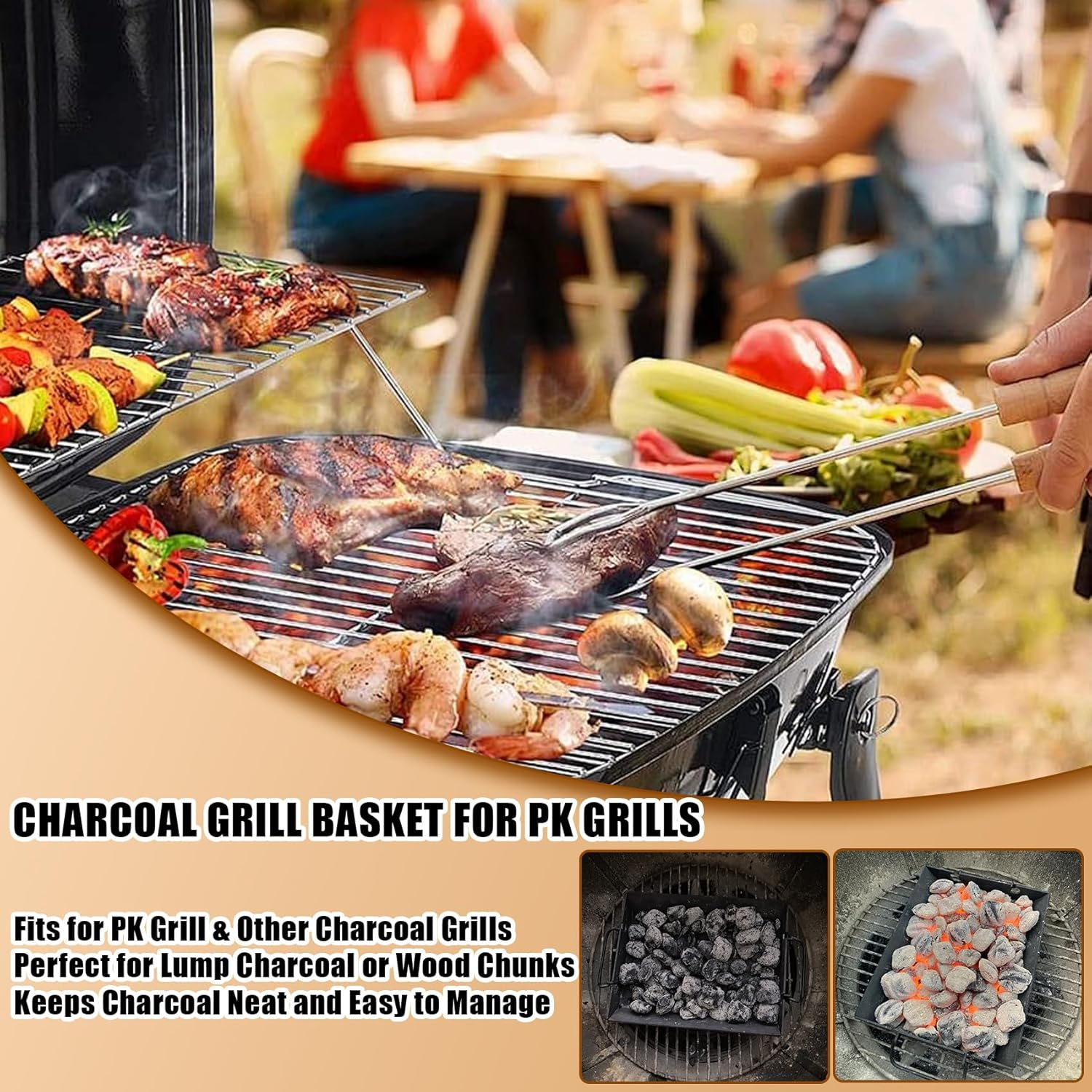 Safbbcue Grill Basket Tray for PK Original and Other Charcoal Grills Charcoal Grill Basket Tray for PK Grills BBQ Grill Accessories for PK and Other Charcoal Grills Steel Charcoal Briquette Holder For image number 2