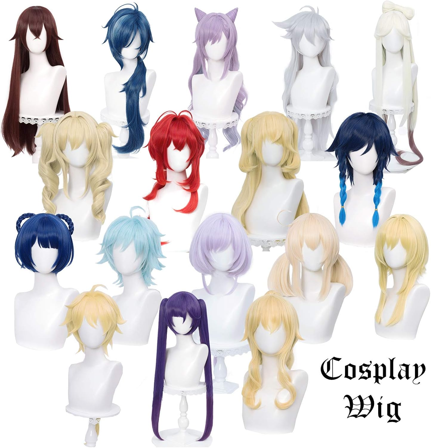 LABEAUT&Eacute; Anime Yellow Wig for Lumine Cosplay Wig Blonde Straight Hair with Bangs + Cap (Traveler-Lumine) - Blonde - Barbara image number 2