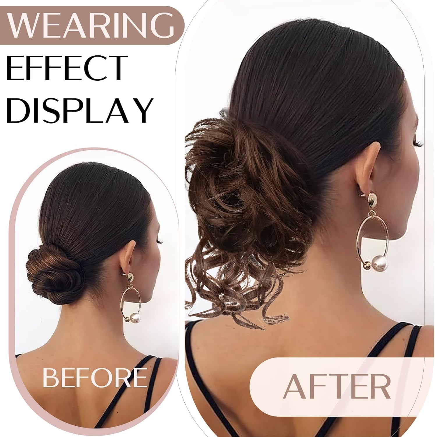 Messy Bun Hair Piece, Wavy Claw Clip Messy Bun Hair Clip, Synthetic Fake Buns Hairs Extensions, Soft Hairs Buns Hairpieces for Women Daily Wear (Dark Brown, Medium) image number 5