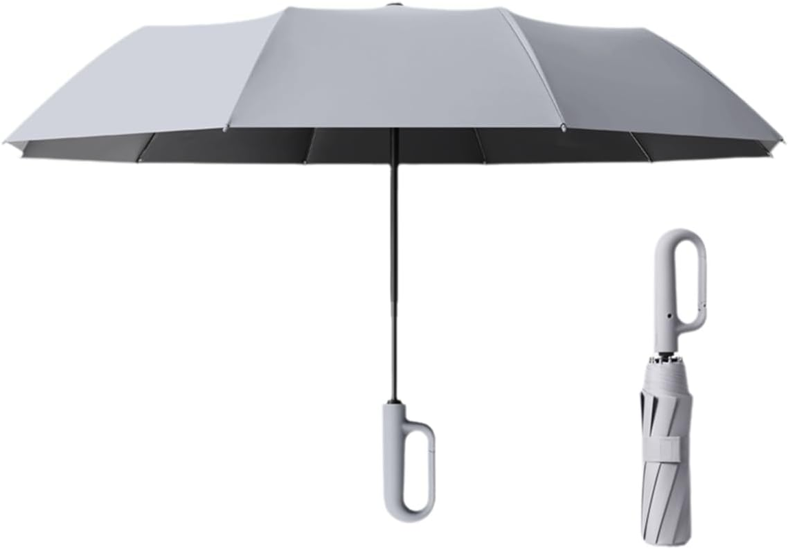 Large Windproof Automatic Open/Close Travel Folding 49&lsquo;&rsquo; Umbrella Compact Sun Rain 99 UV Protection Lightweight Portable Outdoor Carabiner Handle Design Golf Umbrellas Men Women Kid