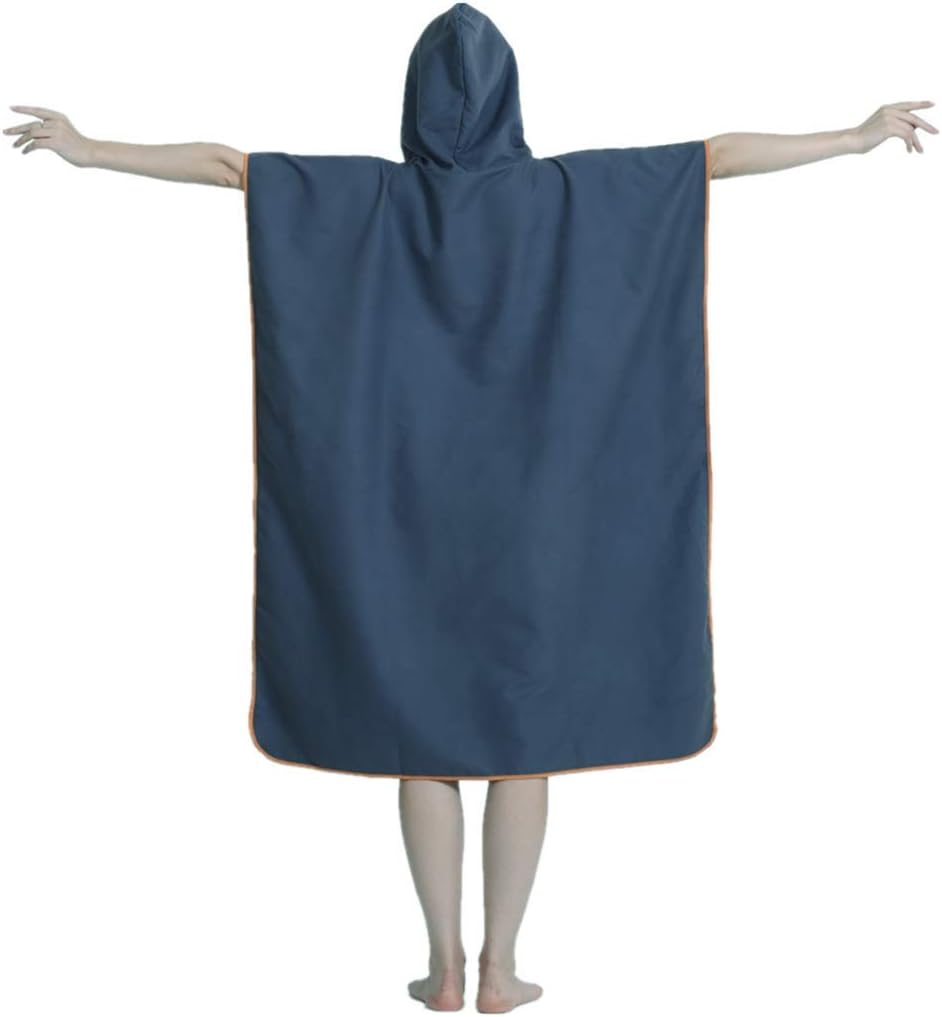 X-Labor Unisex Bath Poncho Beach Towel Microfibre Quick Drying Bathrobe Poncho with Hood Shower Towel Swimming Surfing Beach Diving Bath Resort, A-Dark Blue, One Size - A-Black image number 7
