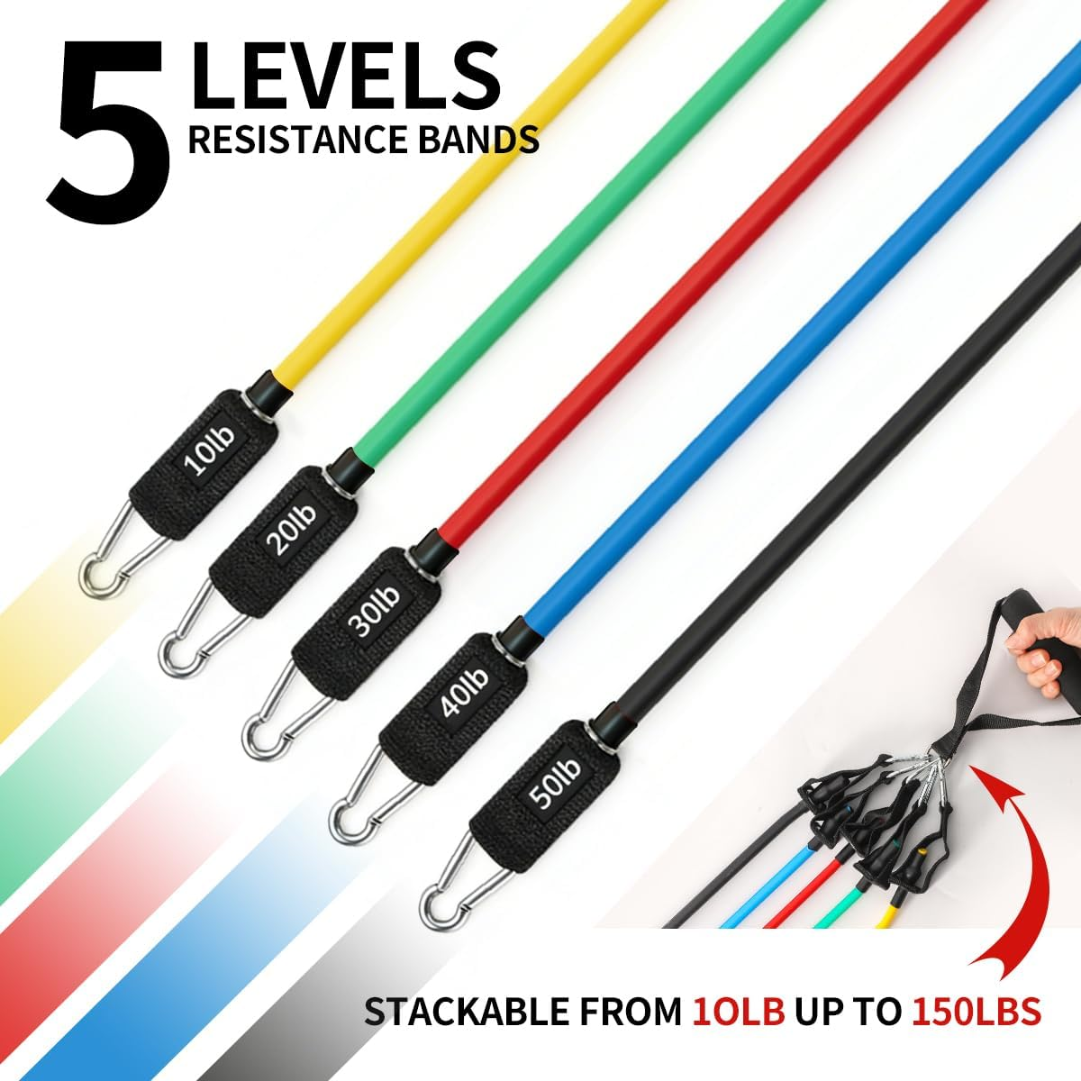 Vanteng Resistance Bands, Exercise Bands for Working Out with Handles, Elastic Workout Bands for Men Women, Exercising Bands for Fitness, Strength Training Home Gym Equipment image number 2