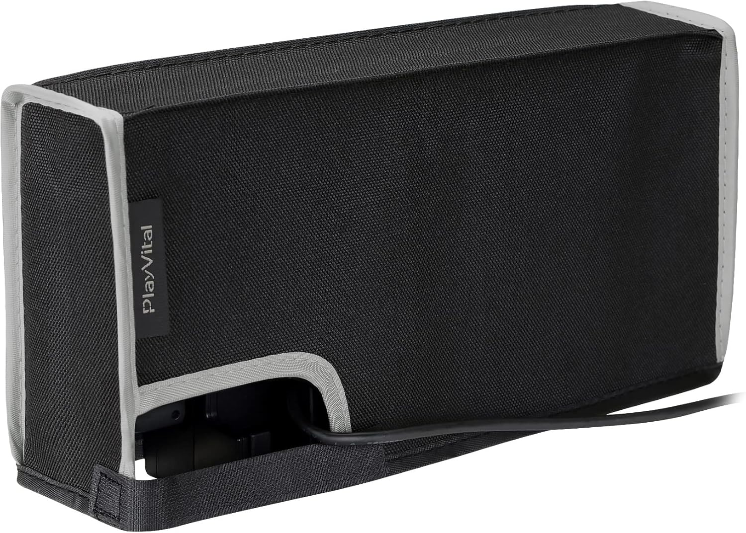 Playvital Nylon Dust Cover for Nintendo Switch, Dust Guard Dust Cover for Nintendo Switch OLED, anti Scratch Waterproof Cover Sleeve for Nintendo Switch & Switch OLED Dock - Black Light Gray Trim image number 2