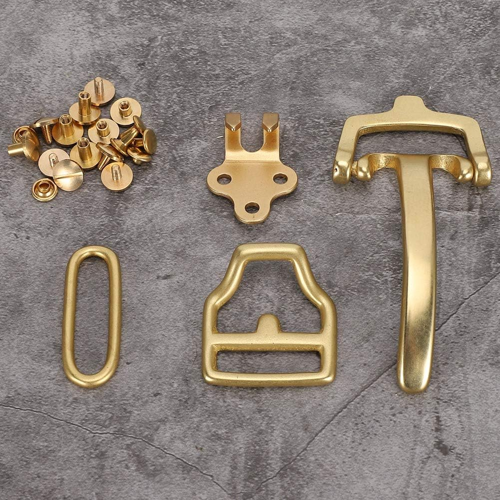 Pure Brass Belt Buckle Set, D-Shaped Polished Brass Buckle for Men and Women, Classic Cavalryman Design, Environmental Protect Wasit Belt Hardware Accessories image number 6