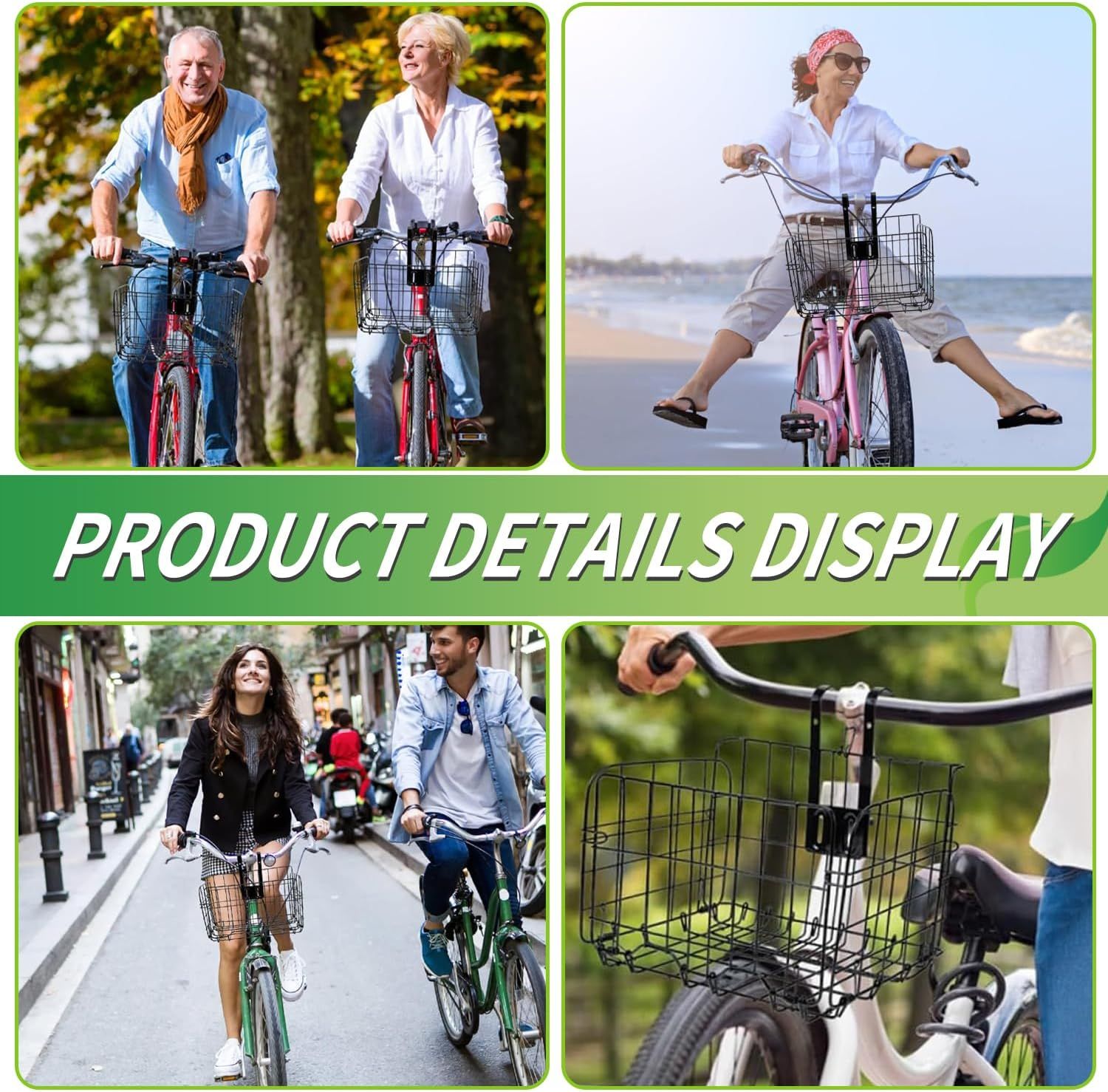 Folding Bike Front Basket, Detachable Universal Bike Basket with Handles, Rust &Water Proof Cargo Basket for Bike, Metal Bicycle Basket for Commuter Grocery Shopping Picnic, Easy Installation image number 6