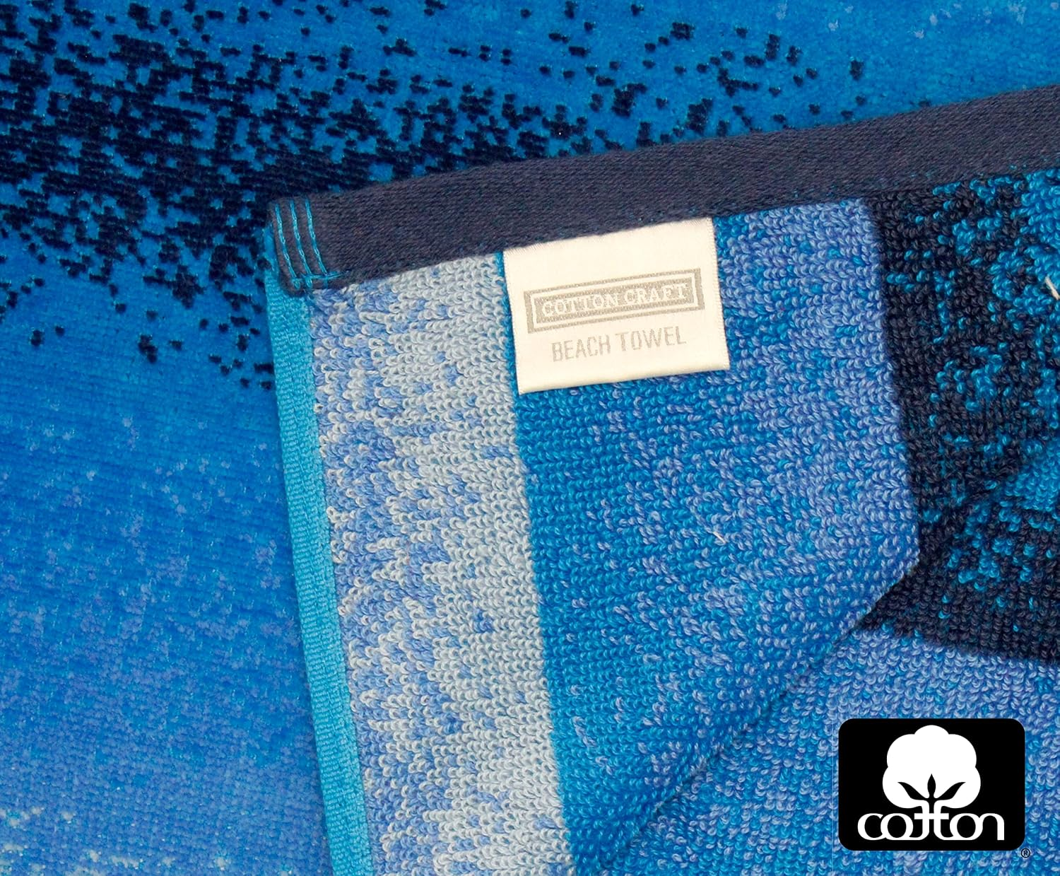 COTTON CRAFT Ombre Stripe Extra Wide Beach Towel for Two - 58X68 - Pure Cotton - Double Woven Jacquard Thick Plush Super Soft Luxurious Velour Pile - Pool Picnic Bath - 450 GSM - Blue image number 5