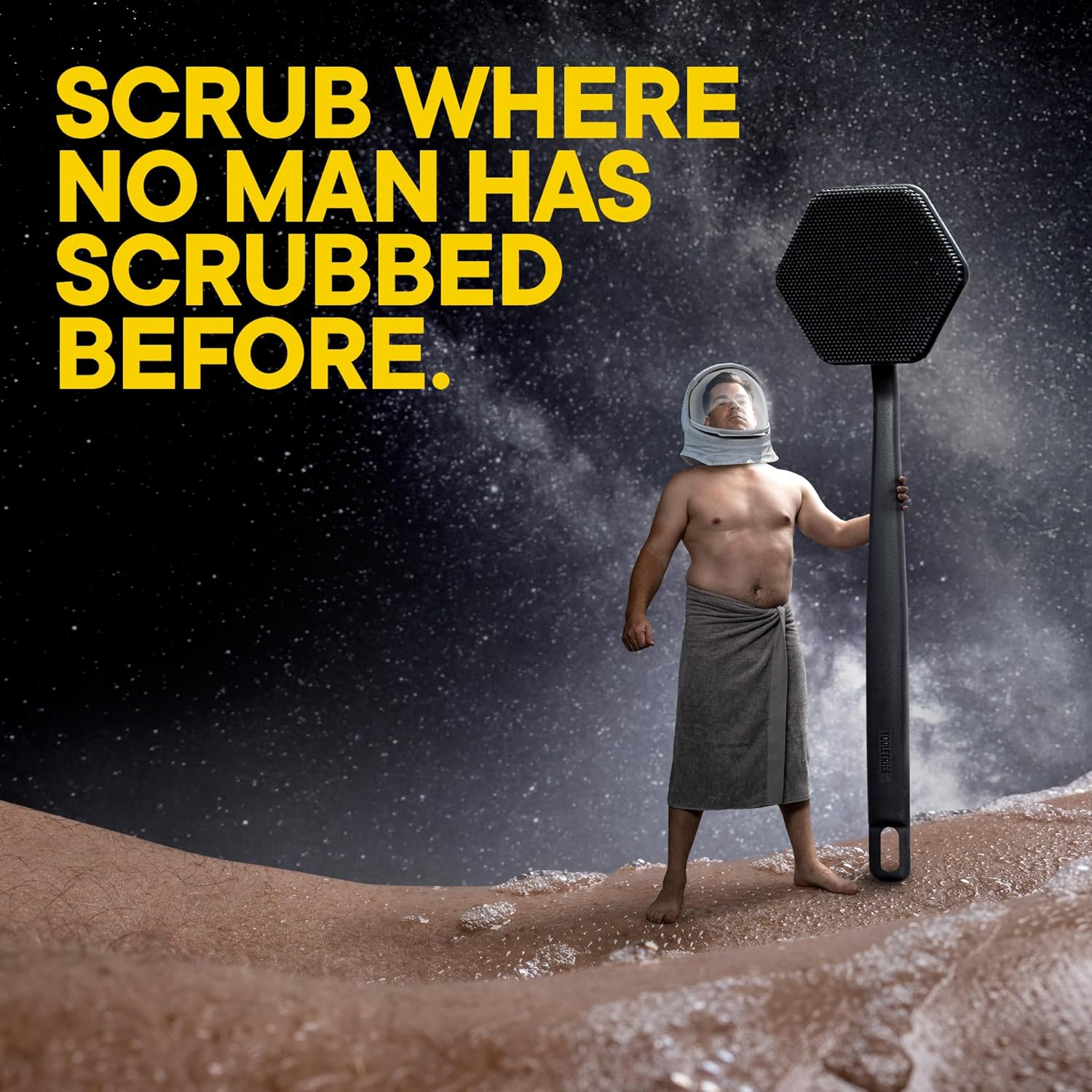 TOOLETRIES Silicone Back Scrubber - Exfoliating Shower Brush, Back Washer for Men, Durable Back Brush with Long Handle - Long Lasting Bath & Shower Accessories - Charcoal image number 6