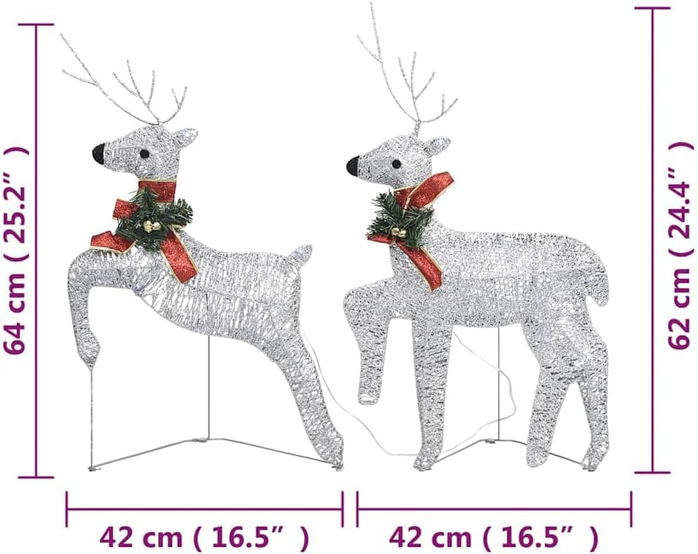 Christmas Reindeers 2 Pcs Silver 40 Leds Holiday Decor Outdoor Lights image number 3