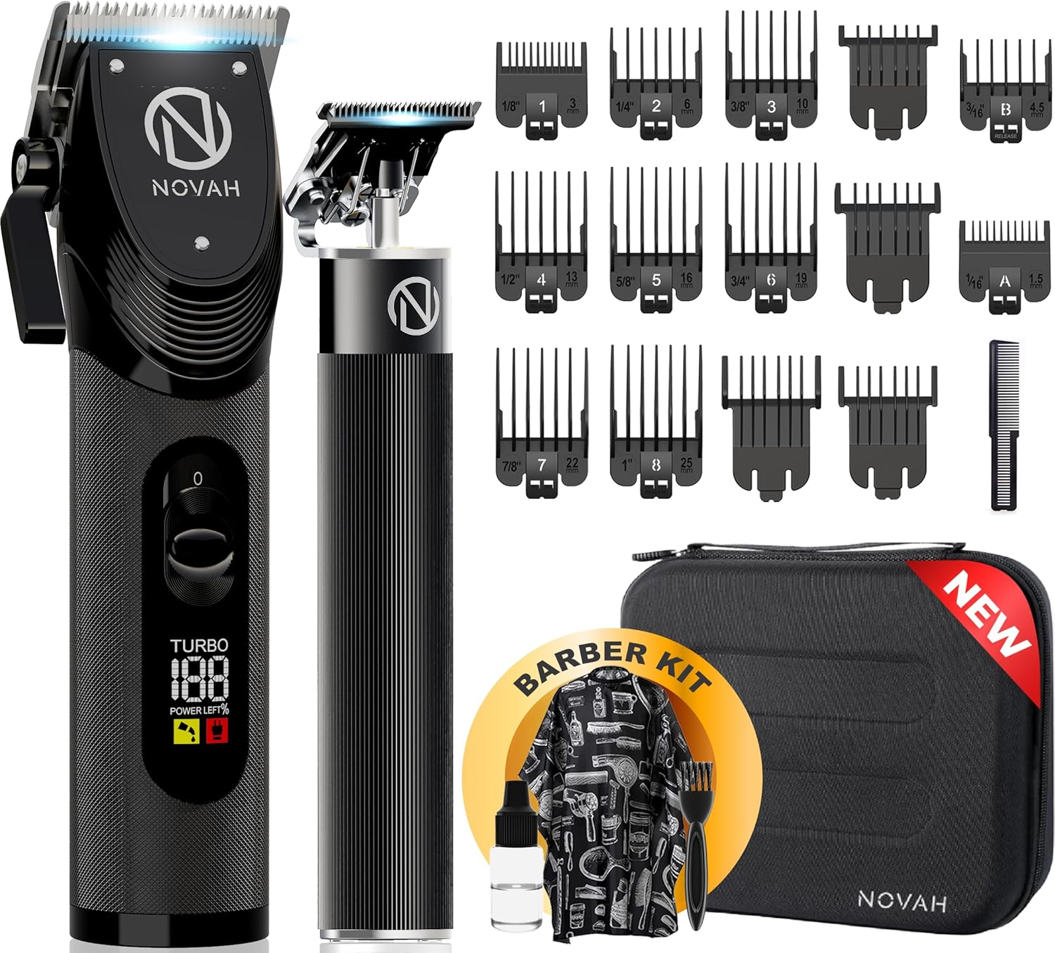Novah Professional Hair Clippers for Men, Professional Barber Clippers and Trimmer Set, Mens Cordless Clipper, Fade Haircut Kit, Electric Hair Cut Machines image number 1