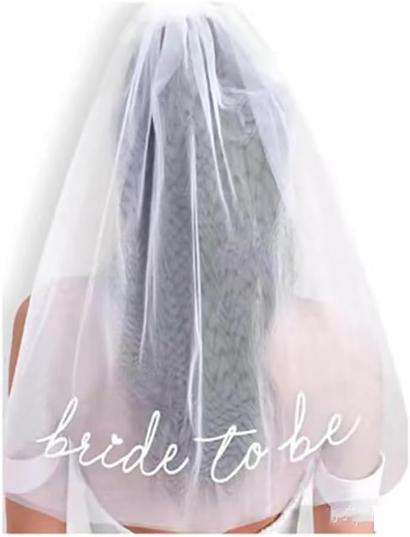 Weforu Bride to Be Embroidered Veil - Bachelorette Sash Veil Party Headband, White Head Peace for Bridal Shower Engagement Party, Wedding and Gift image number 3