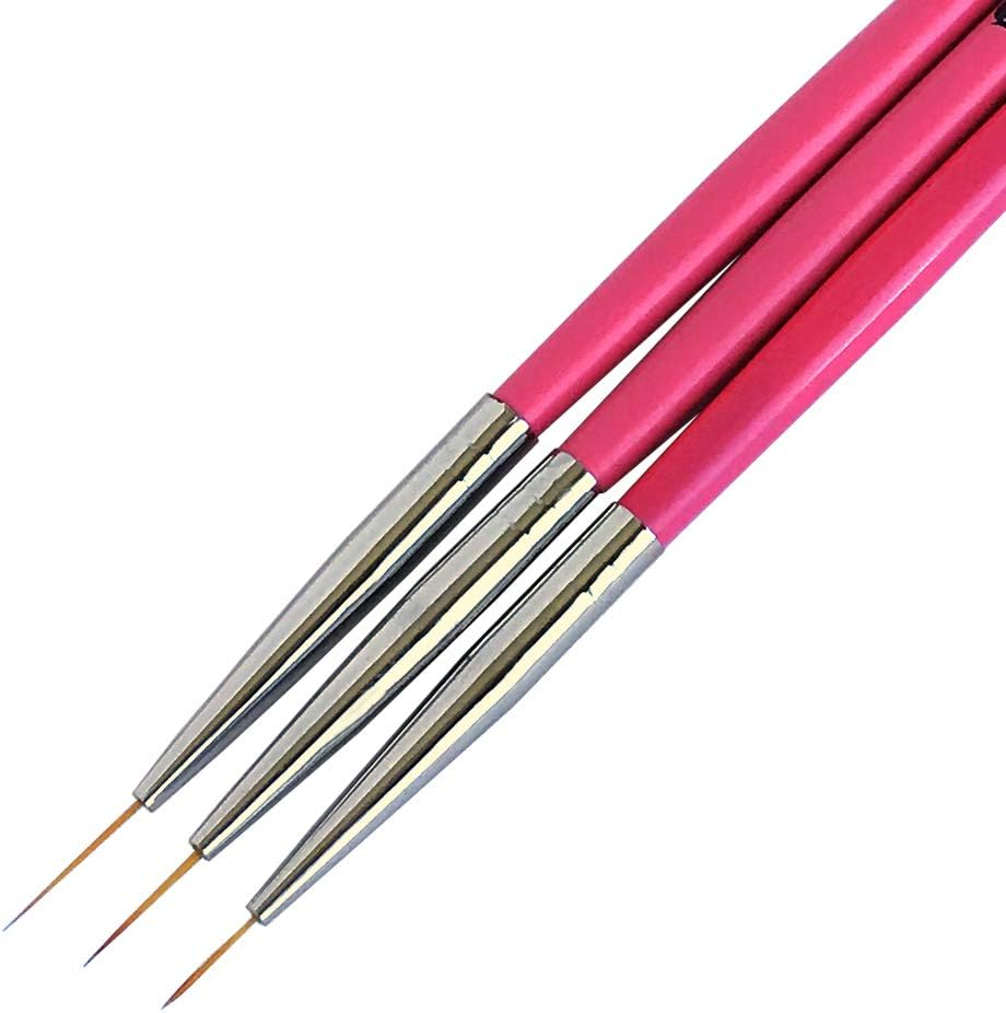 Winstonia Super Fine Nail Art Brush Set for Thin Lines, Tiny Details, Fine Drawing, Delicate Coloring. 3 Pcs Brushes Kit - BERRY WINE image number 5