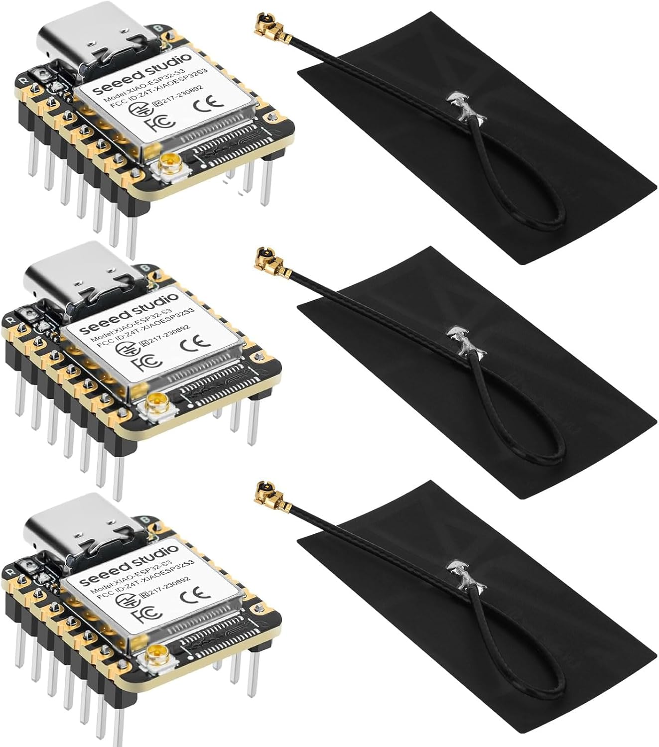 3 Pack XIAO ESP32S3 Iot Mini Development Board (For Arduino) - 2.4Ghz Wi-Fi, BLE 5.0, Dual-Core, Battery Charge Supported, Power Efficiency & Rich Interface for Smart Homes, Iot, Wearable Devices image number 2