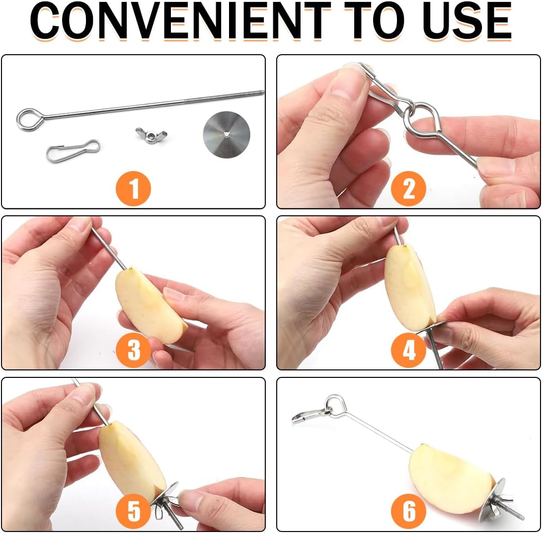 Bird Bowls 2 Pieces Parrot Bird Skewers Stainless Steel Fruit Vegetable Food Stand Stainless Steel Bird Feeder for Parrot image number 5