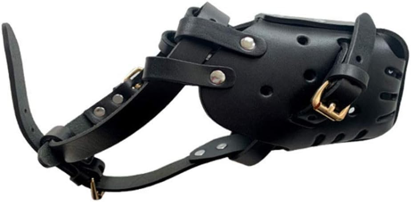 Dog Muzzle Made of Genuine Leather, Pitbull Terrier Secure Basket Dog Muzzle with Adjustable Bite Chewing Barking Training Dog Mask for Medium and Large Dogs image number 1