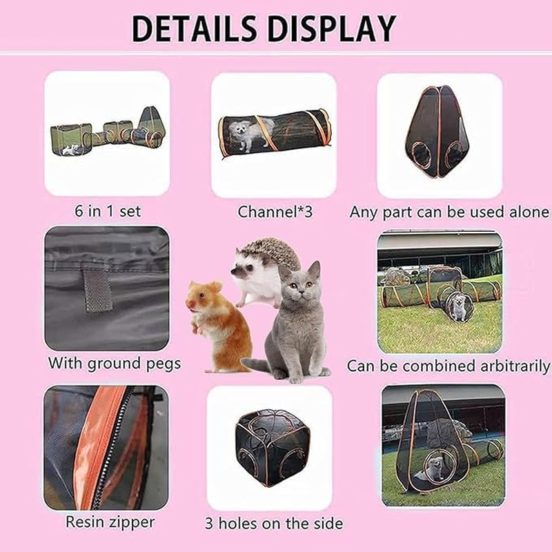 Cat Tent, Tunnel, Outdoor Cat Enclosure for Indoor Cats ，Cube Combo, Play Tents for Cats and Small Animals, for Cats, Kittens, Small Dogs and Small Animals&hellip; (Orange) image number 2