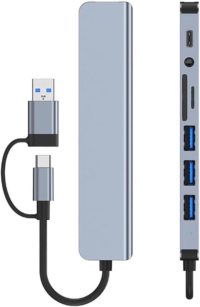 HARDYX USB C Hub 8-In-1 Multiport Adapter, Type-C Docking Station with USB 3.0, 4 USB 2.0 Ports, USB-C Charging & Data Port &ndash; Compatible with Macbook, Imac, Ipad, Laptop, and Desktop Computers