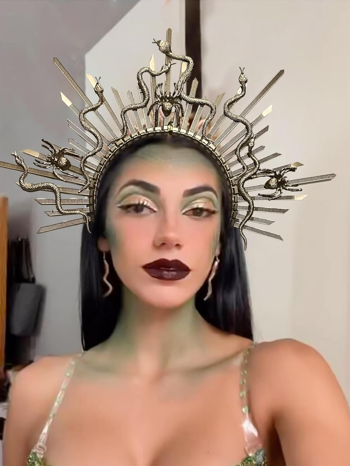 Jevenis Punk Medusa Headpiece Medusa Crown Punk Snake Headband Medusa Costume Accessories Goddess Costume image number 1