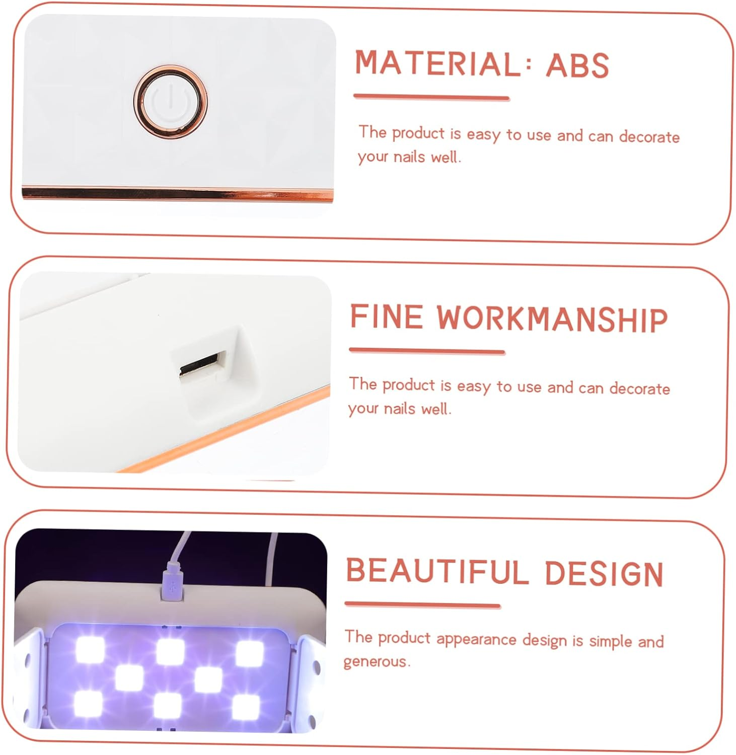 LED Nail Lamp Nail Dryer USB Powered Fast Curing Manicure Lamp with Faceted Edge Design for Home and Salon Use image number 1