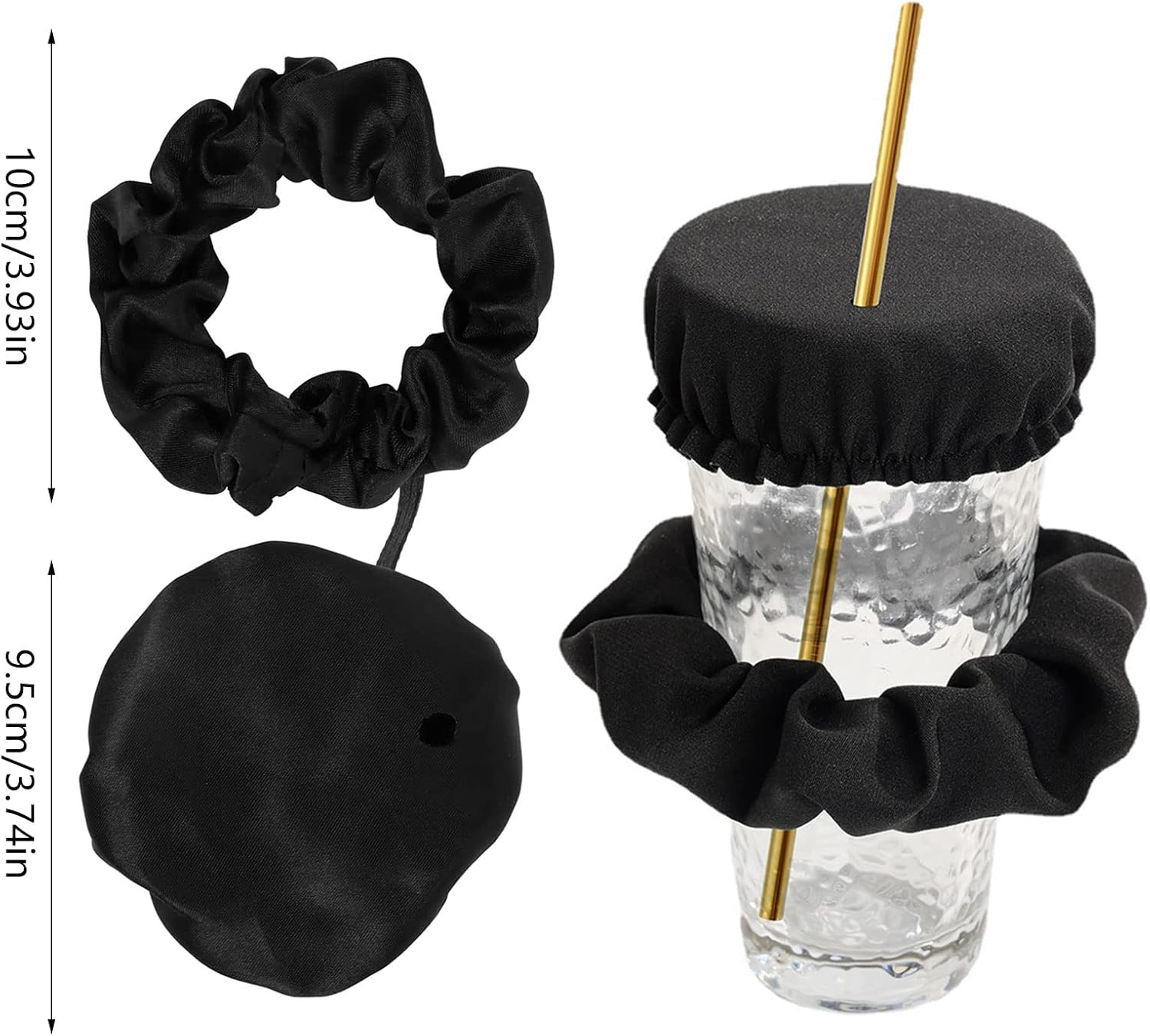 Karjiaja Scrunchie Drink Cover, Anti-Spike Hair Scrunchie Club Headband for Drinks Protection, Black, 1 Count image number 5
