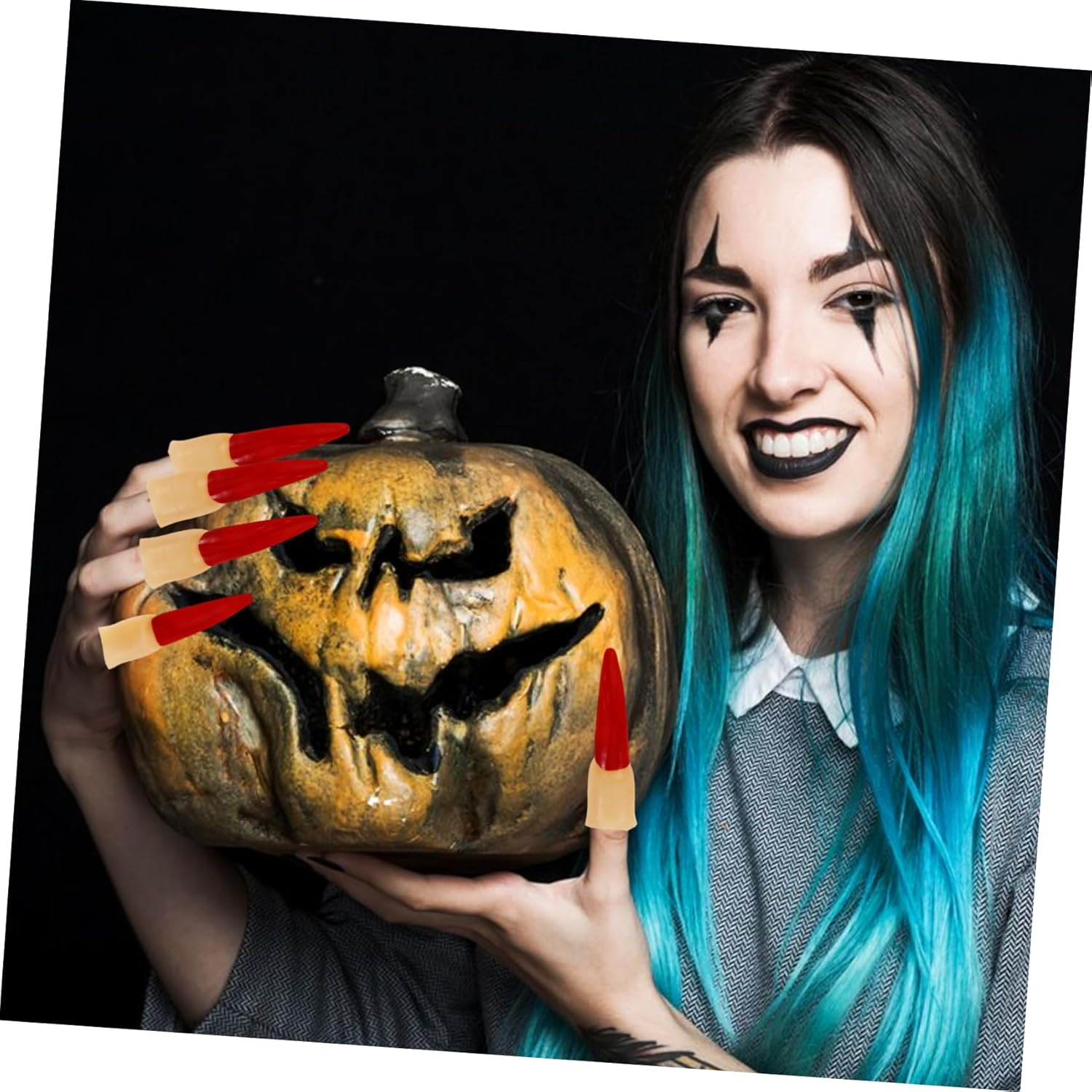 GANAZONO 10Pcs Realistic Halloween Press Nails Multi-Function Witch Finger Cosplay Props Indoor Decor image number 6