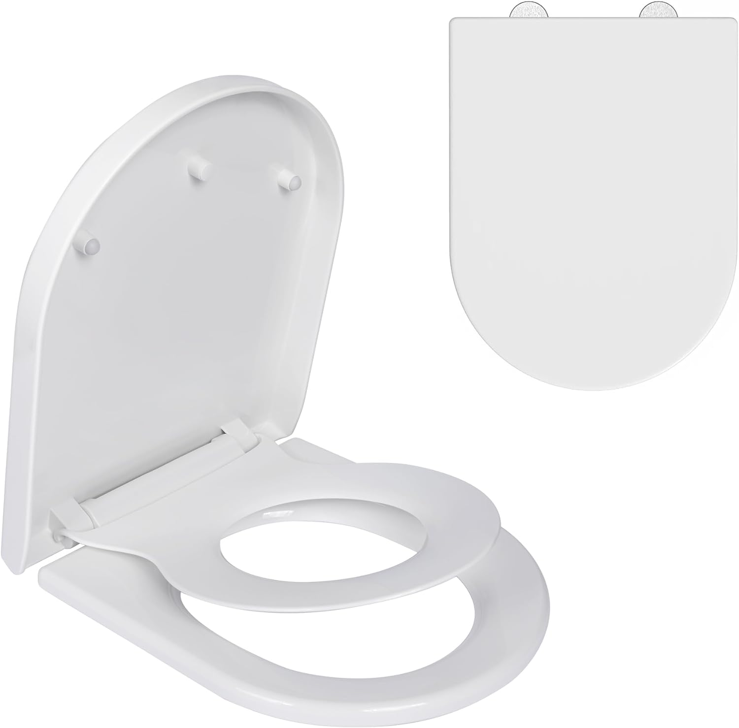 Thicken D-Shaped Toilet Seat,Toilet Seat with Built-In Potty Training Seat, 2-In-1 Family Toilet Seat Cover, Kids Toddler Potty Training Toilet Seat, Slow-Close Toilet Seats Fits Both Adult and Child image number 2