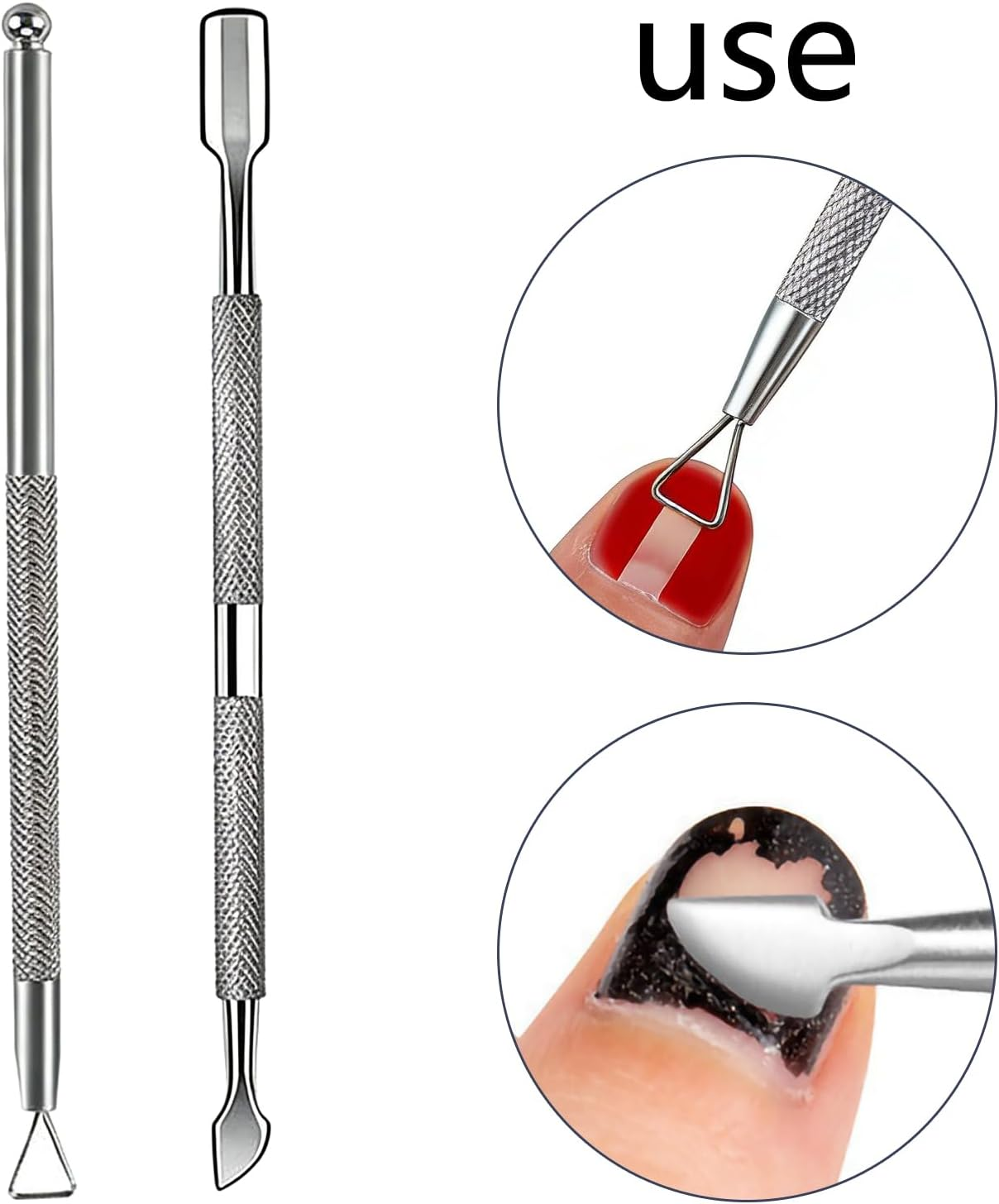 RIBHNXHI Cuticle Trimmer Cuticle Remover with Cuticle Pusher - Professional Stainless Steel Cuticle Nipper and Pedicure Manicure Tools, Durable Cutter Scissor Clipper for Fingernails Toenails Dead Skin Silver image number 2