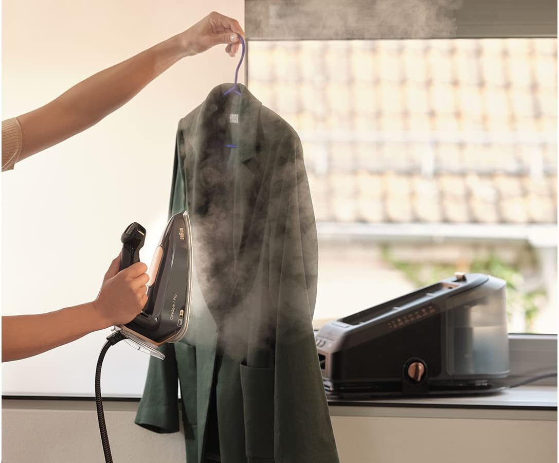 Braun Household Carestyle 7 Pro Steam Generator IS7285BK, Iron with Freeglide 3D Technology, Smart Icaremode, Vertical Ironing, anti Drip, Detachable 2L Water Tank, 2700W, Black image number 1