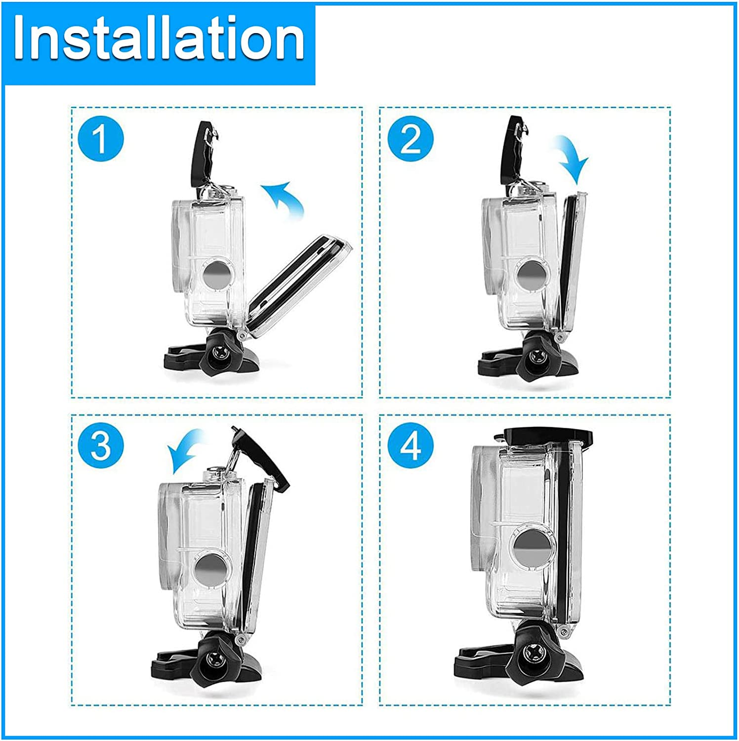 For Gopro Hero 8 Black Accessories Waterproof Protection Housing Case Diving 60M Protective for Gopro Hero 8 Sports Camera, IP68 image number 5