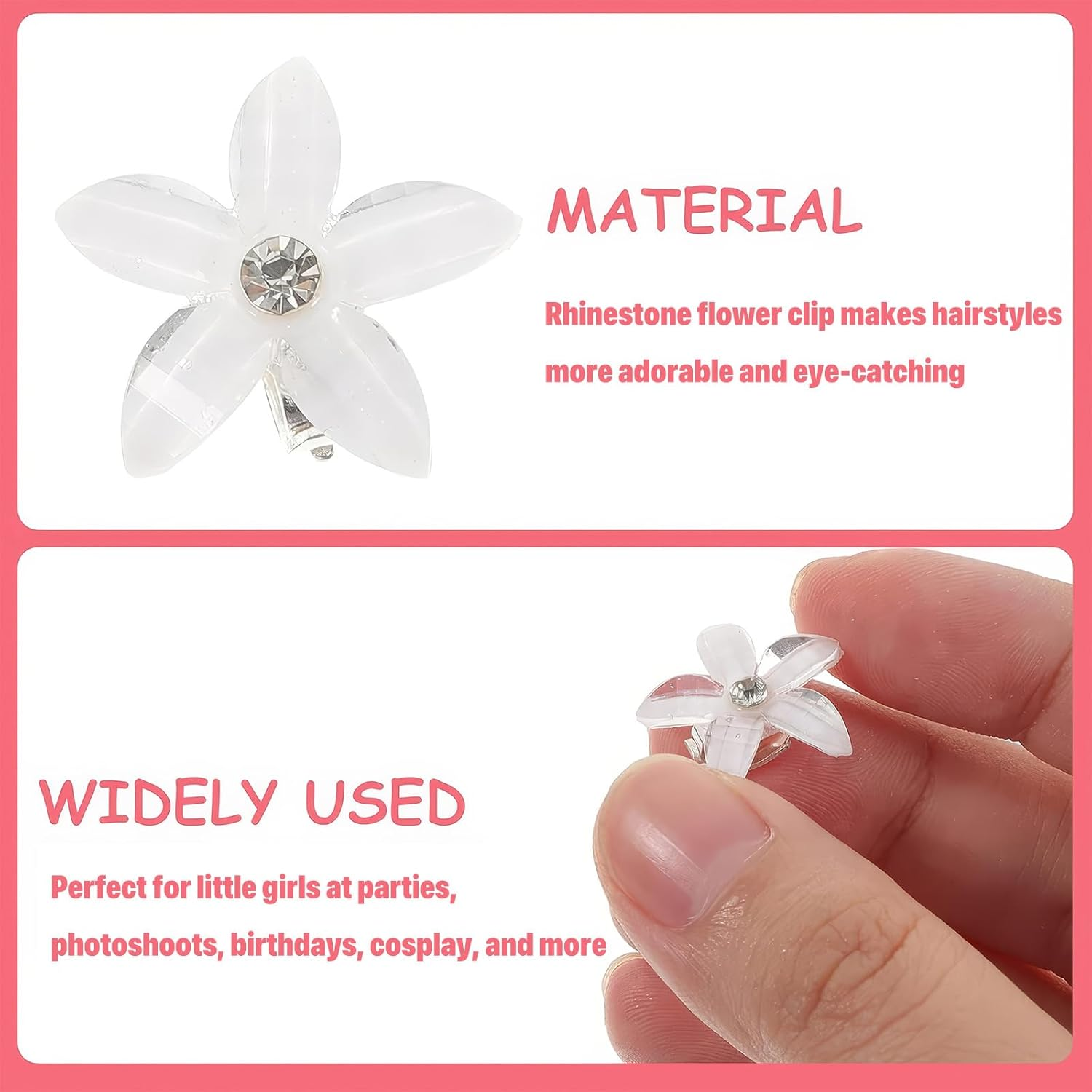 DHWEKU 10 White Flower Hair Spiral Wedding Hair Accessories Bridal Hair Clips image number 3