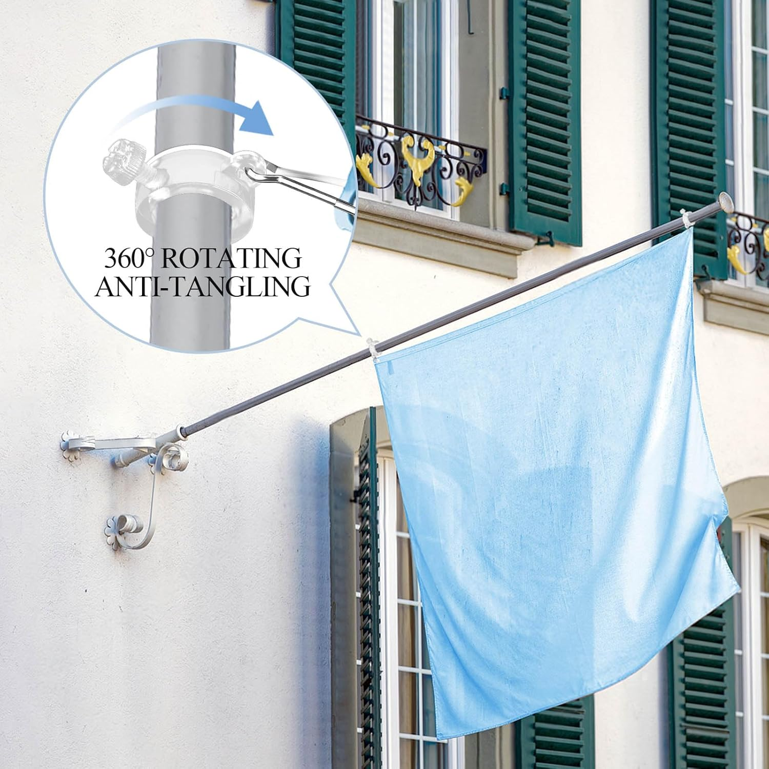 8 Pack Plastic Flag Pole Ring with Hook, Flagpole Mounting Rings Clip with Fixed Hook, Flag Rings for Flagpole for Various Outdoor Team Seasonal Flag (Transparent) image number 3