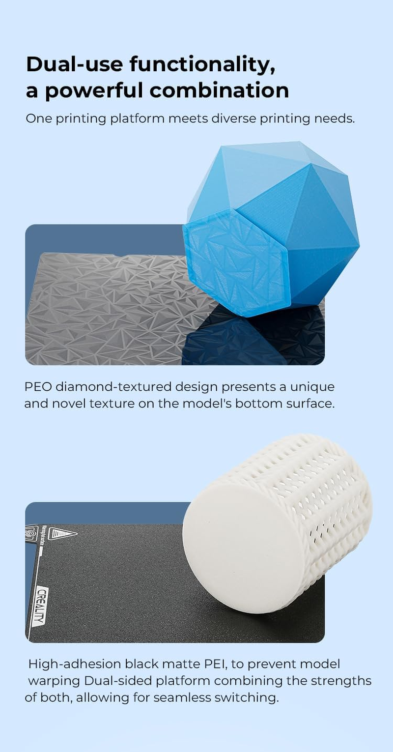 Ender3 S1 Pro Double Sided Build Plate, 3D Printer Platform (Glossy PEO + Coated PEI) for K1/Ender-3/3 Pro/Ender-3 V2/Ender-3 S1/Ender-3 S1 Pro/Ender-5 S1/Ender-3 V3 KE/SE 3D Printer 235X235Mm image number 1