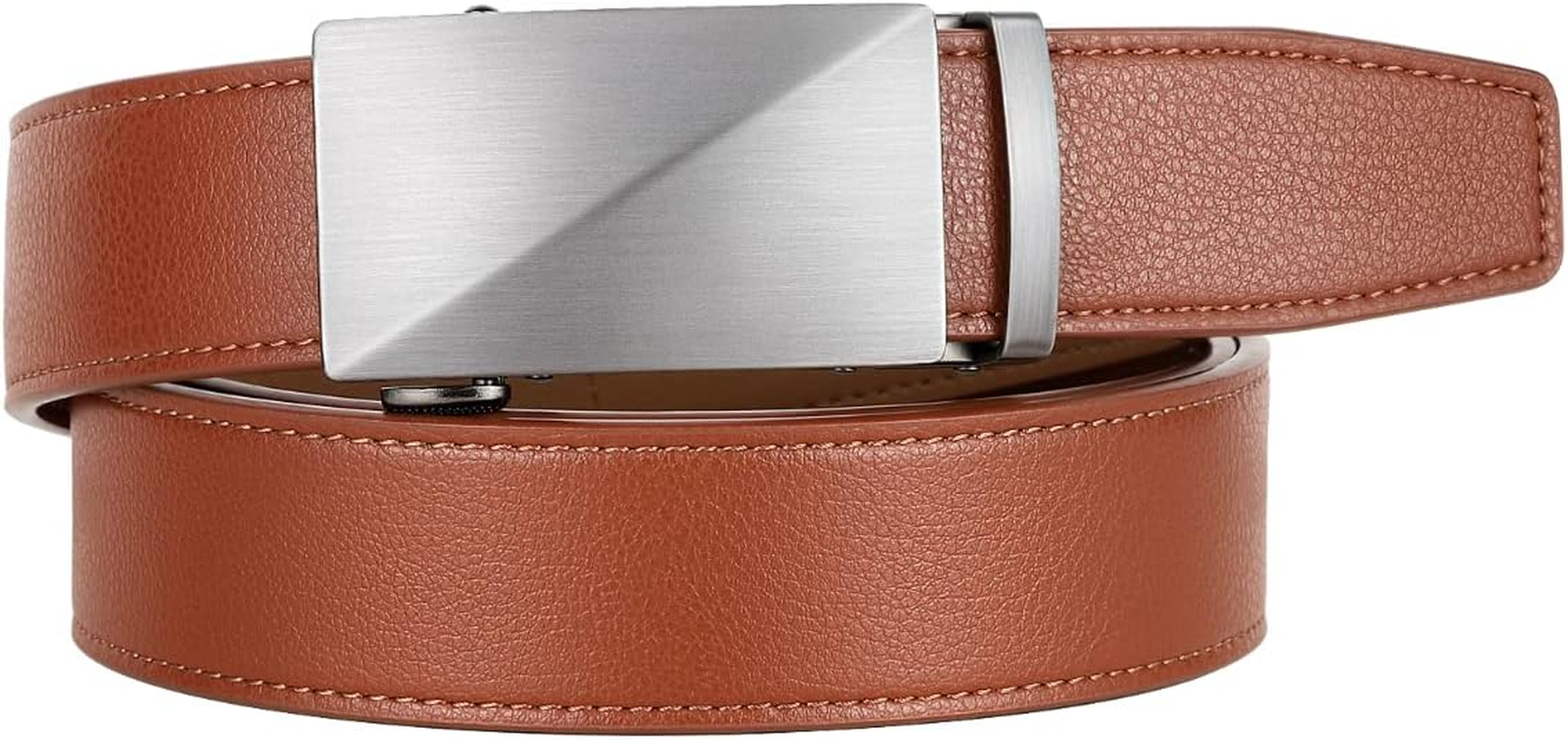 Zitahli Belt Men, Ratchet Belt Dress with 1 3/8" Premium Leather,Slide Belt with Easier Adjustable Automatic Buckle, Brown-J014 image number 4