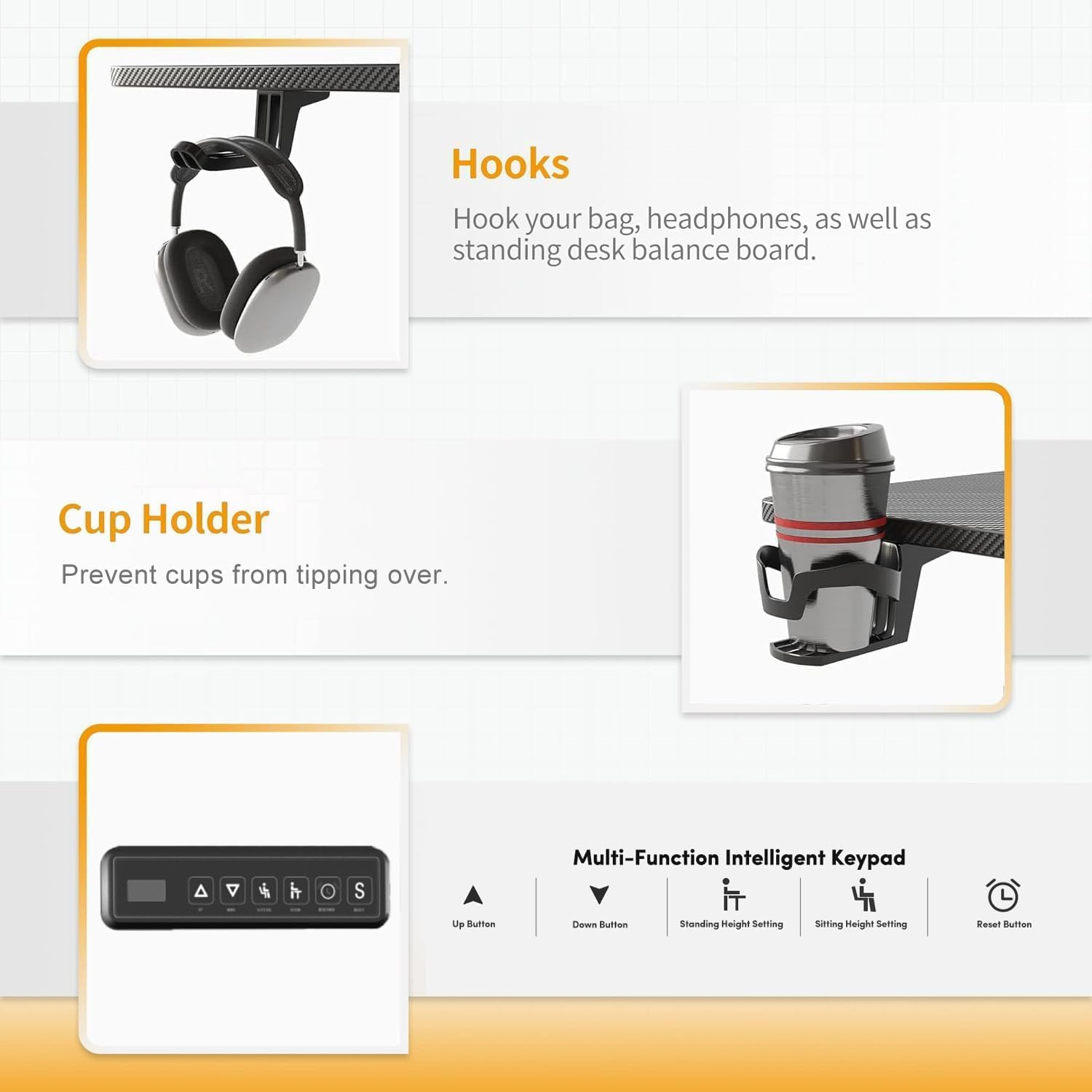 NOAEOU Electric Height Adjustable Standing Desk, 55In X 23.6In Large Sit Stand up Computer Table Workstations for Home Office (Black Carbon Fiber Veneer)