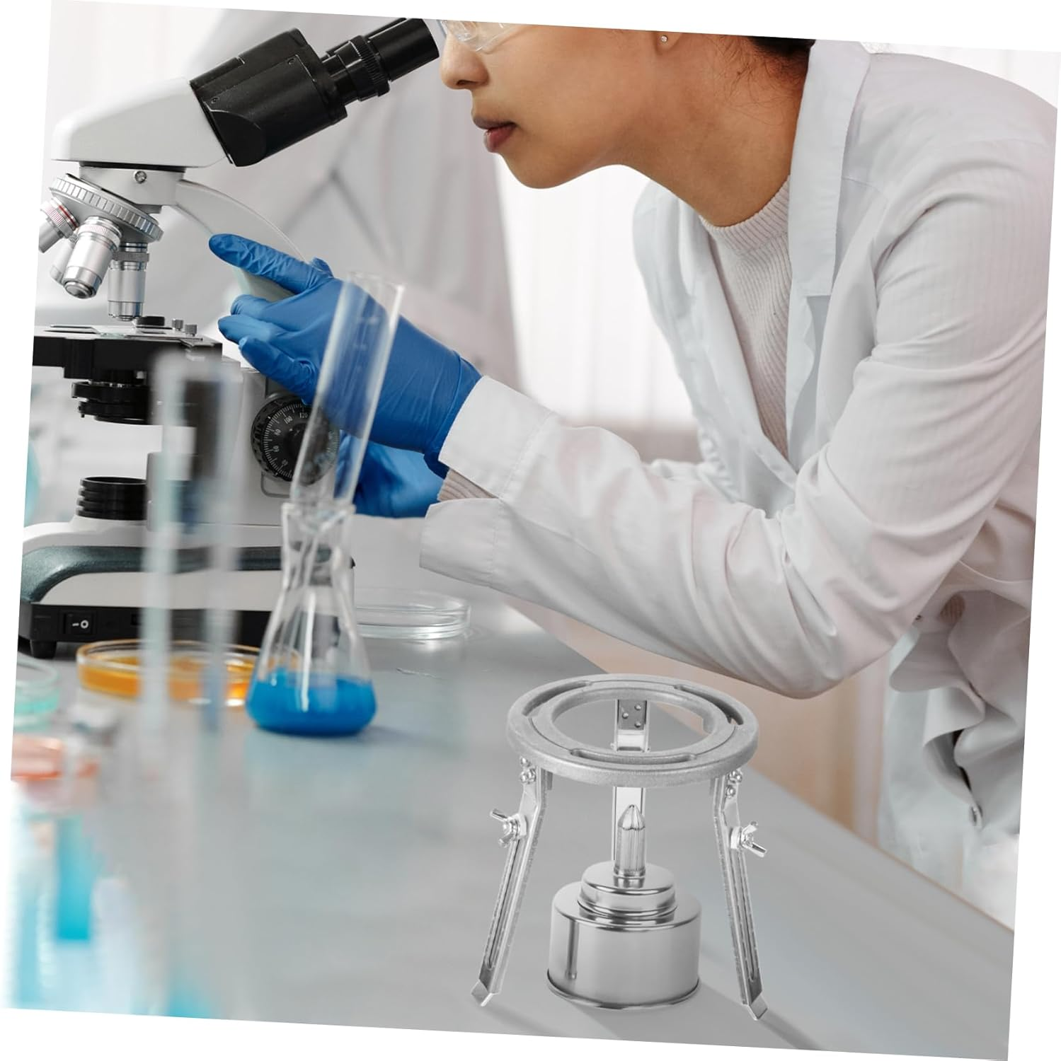 Adjustable Laboratory Tripod Holder Liftable Experimental Stand for Chemistry Heating Aluminum Alloy Construction for Classroom Science Experiments image number 3