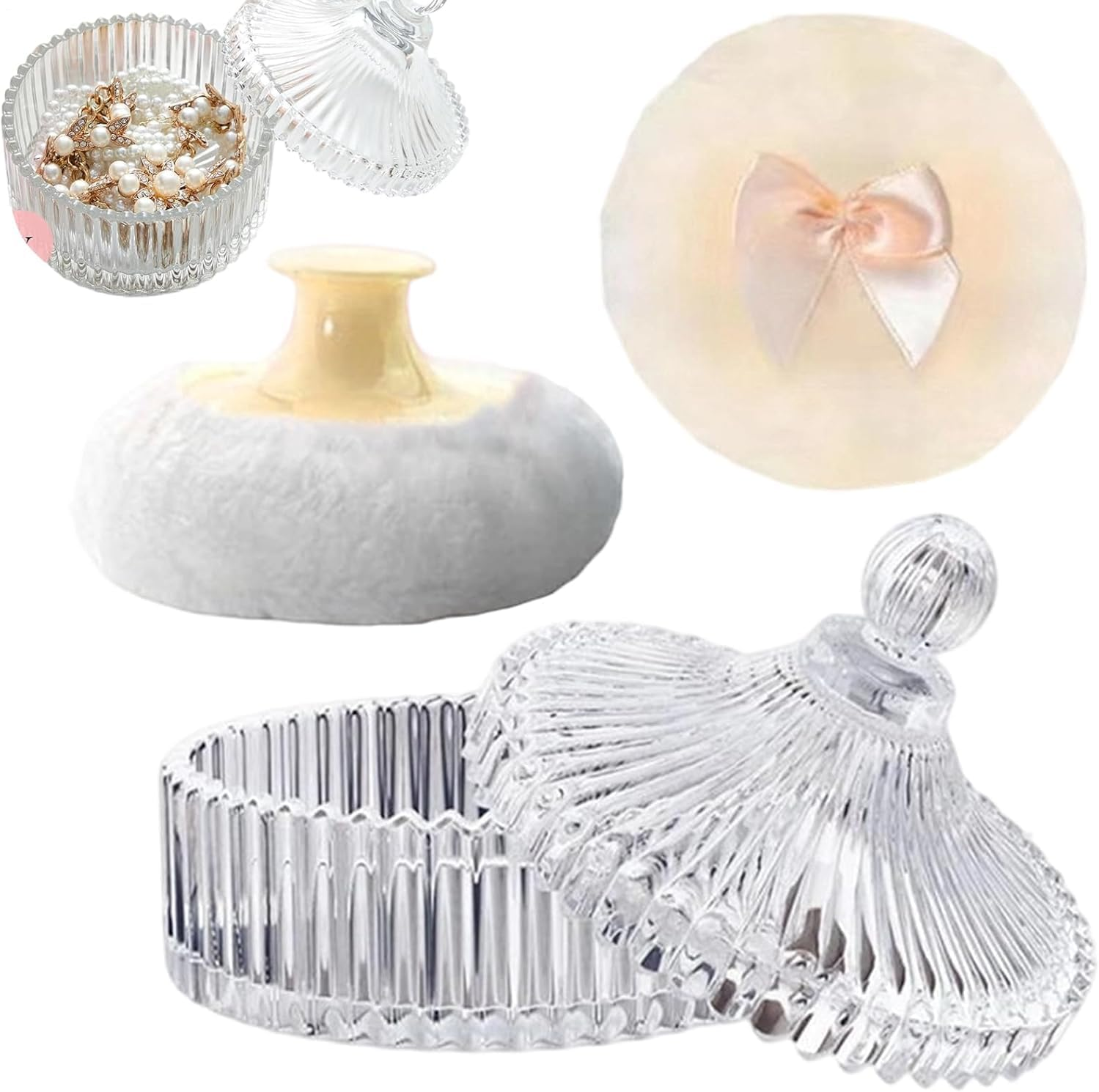 Large Body Powder Puff and Container,Soft Washable Applicator with Case | Dusting Powder Container Puff - for Face Beauty Foundation Setting Wet Dry Makeup Travel Valentine'S Day Stocking Stuffers (Yellow) - Yellow image number 2