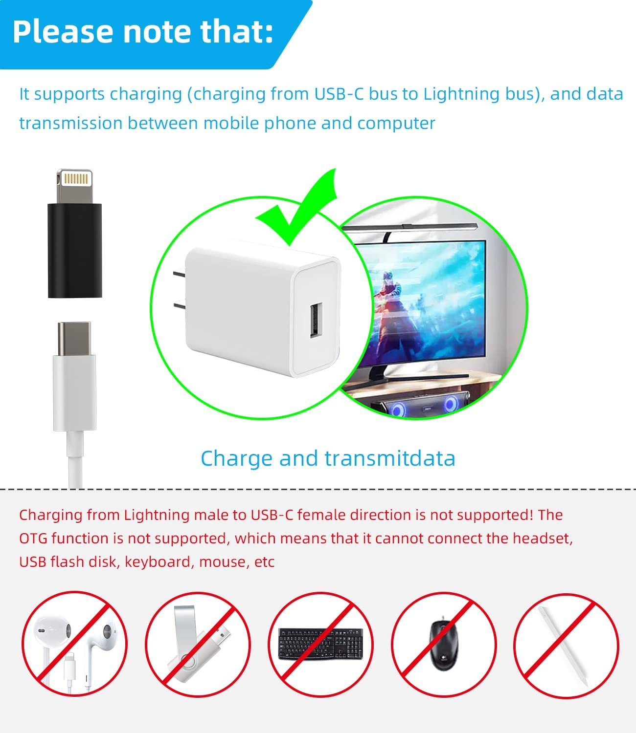 USB C Female to Lightning Male Charging Adapter(3 Pack)For Iphone14 13 12 Pro Max for Apple MFI Certified for Ipad Lighting Connector Type C Power Cable Charger Adaptor Converter Android Data Transfer image number 1