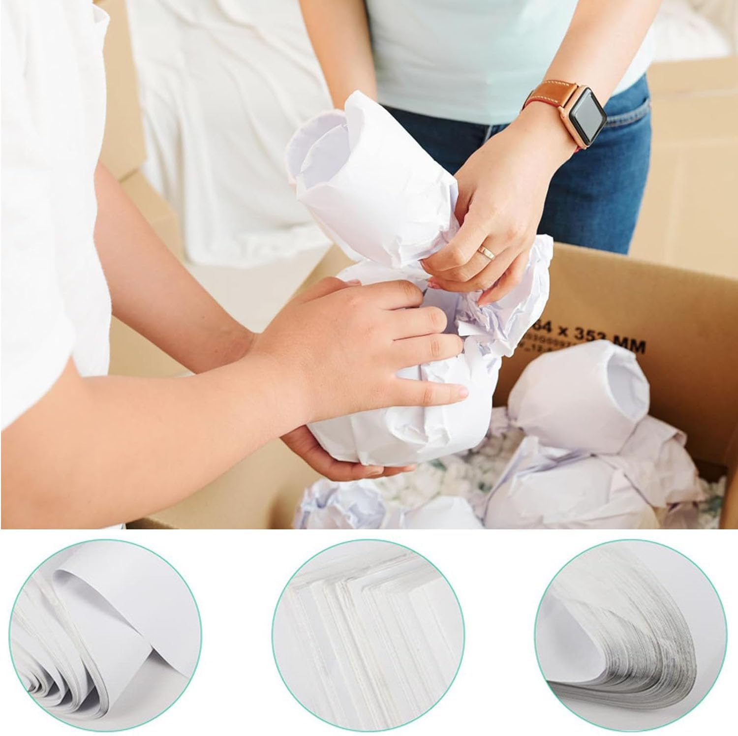 Paifeancodill Packing Paper Sheets for Moving, 100 Sheets Newsprint Paper, Newsprint Packing Paper for Transportation Wrapping Fill Moving Boxes Protect Fragile Items, Archival Tissue Paper (39*54Cm) image number 4