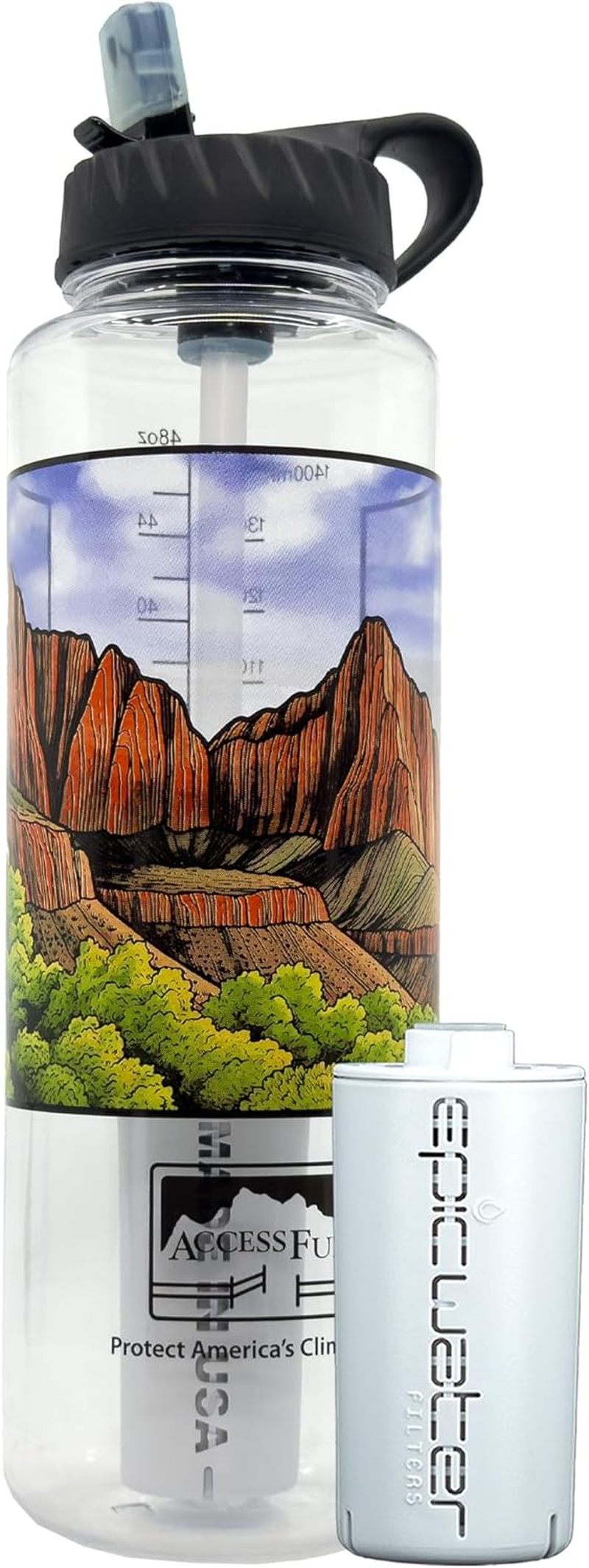 Epic Water Filters Nalgene OG Water Bottle with Filter, USA Made, BPA Free, Removes 99.99% Tap Water Contaminants, Forever Chemicals, Sailing One Life Art, 48 Oz