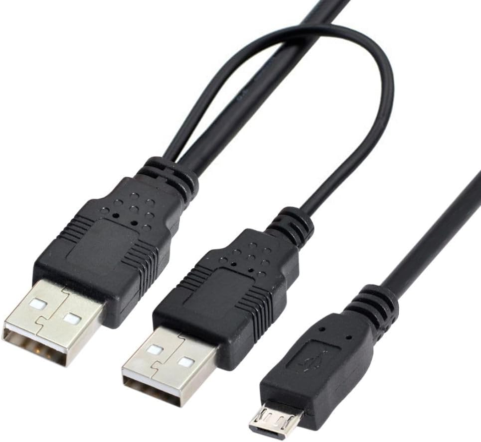 CY USB 2.0 Type a Female to Dual Type a Male Extra Power Data Y Cable for 2.5" Hard Disk
