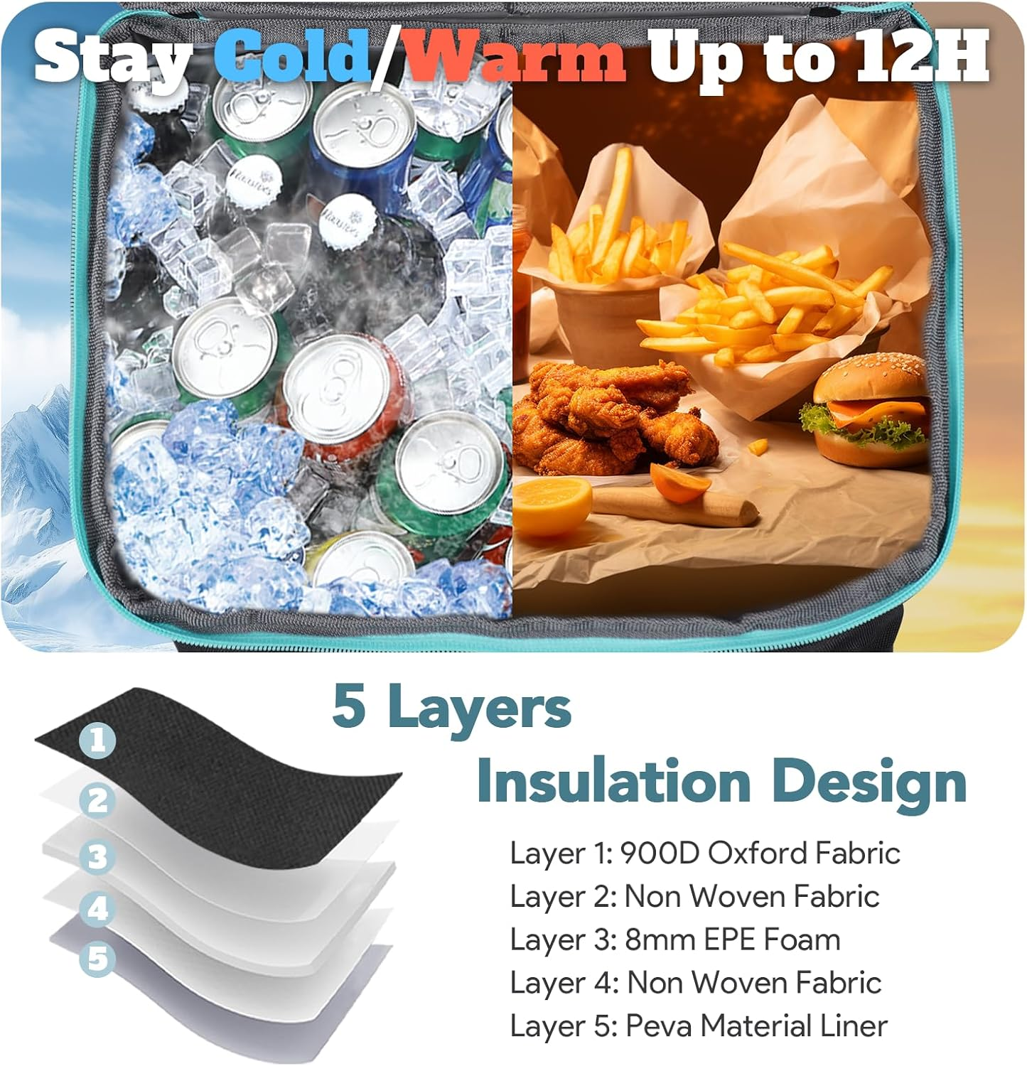 INSMEER 80 Can Collapsible Cooler with Wheels & Handle - Leakproof, Insulated, All-Terrain Rolling Cooler Bag for Beach, Camping, Picnic & Grocery Shopping image number 6