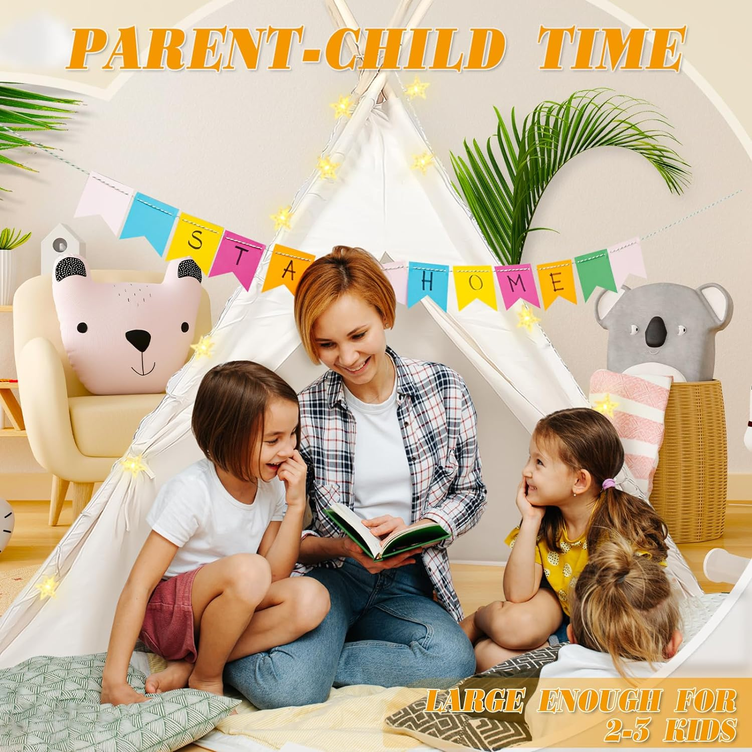 Midoook Teepee Tent for Kids,Child Teepee Tents for Boys & Girls,Canvas Child House,Toddler Tents Kid Love Fodable Play House,Kids Indoor Play House image number 5