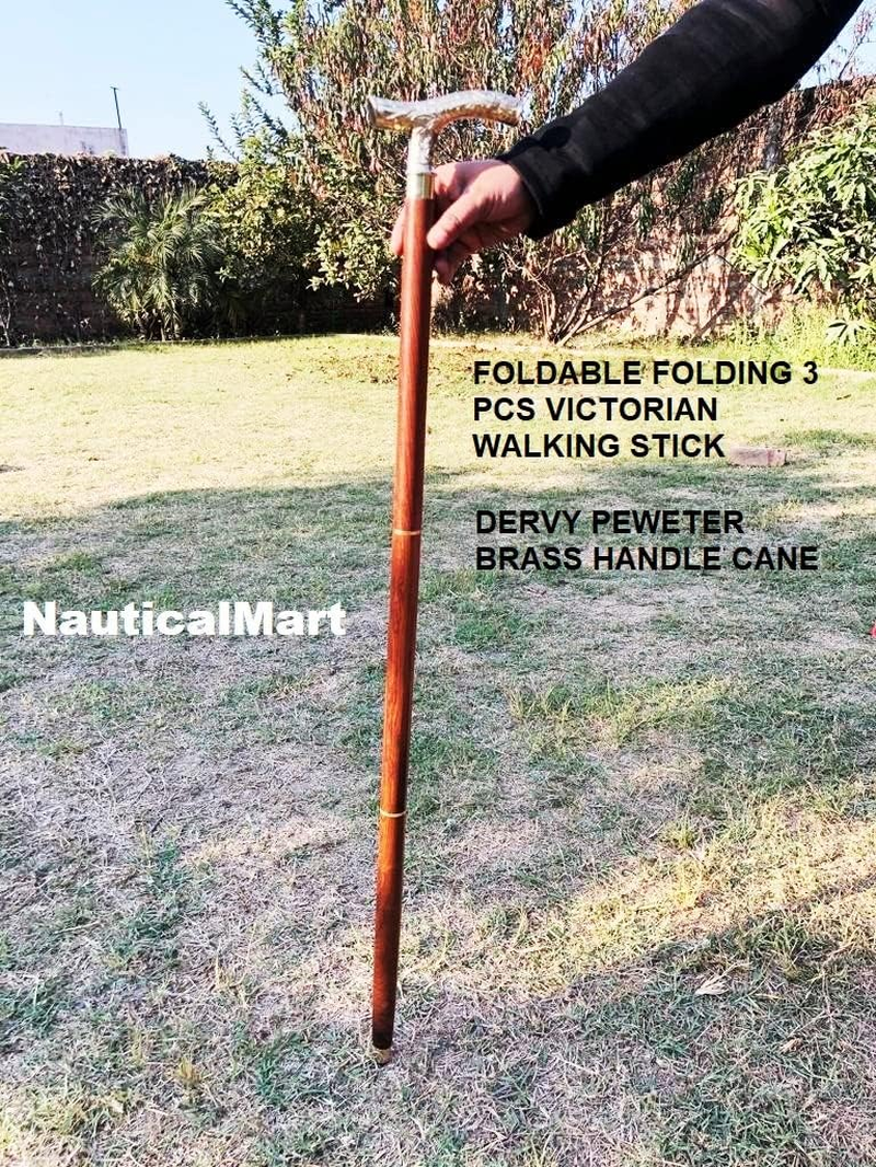 Walking Stick - Men Derby Canes and Wooden Walking Stick for Men and Women Solid Brass Handle -Affordable Gift! Item image number 6