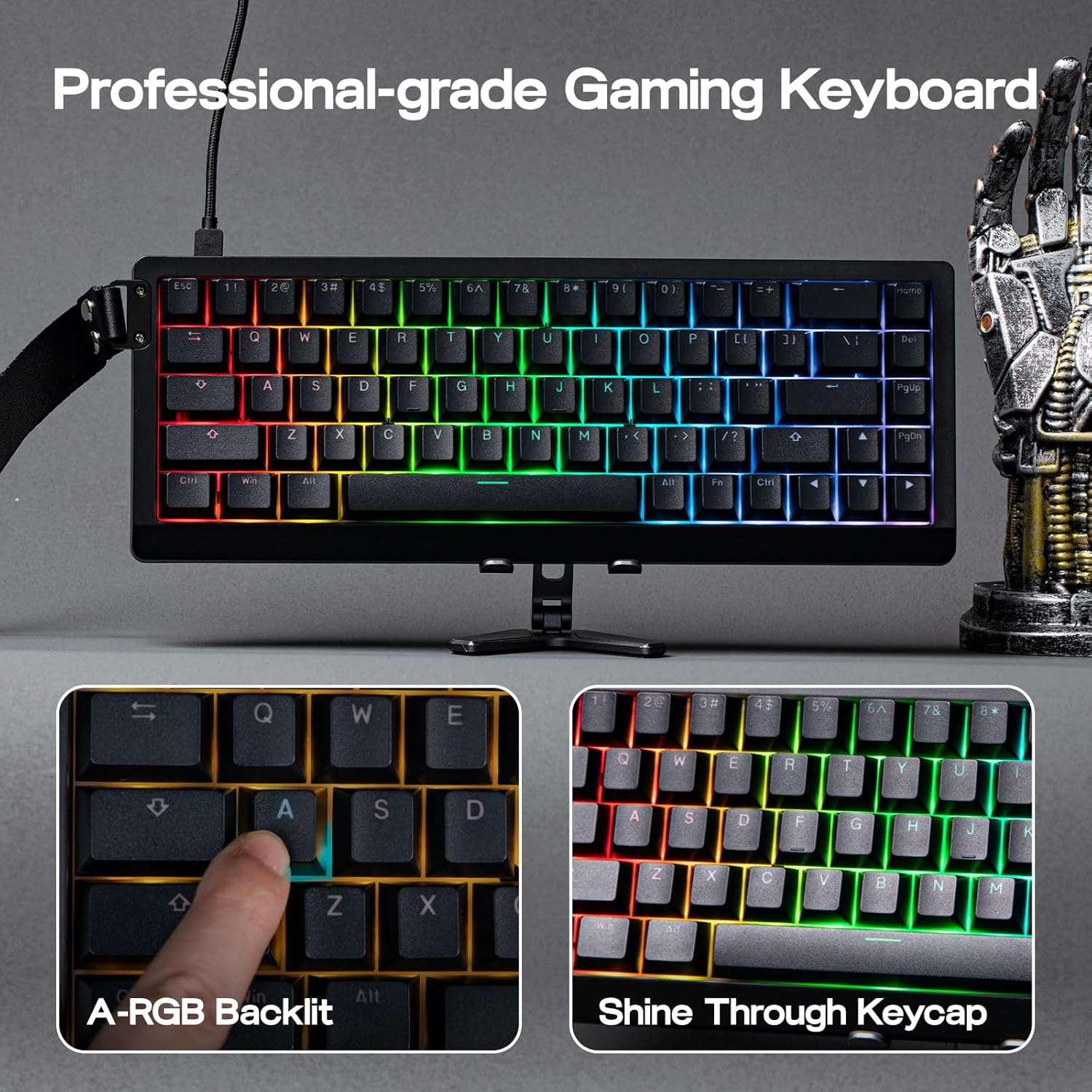 EPOMAKER HE68 Lite Hall Effect Gaming Keyboard, 8K Polling & 128K Scan Rate, 0.01Mm Adjustable Trigger, 0.125Ms Latency, 5-Layer Sound-Dampened, Snap Key, SOCD, A-RGB, Wired, Mac Software (Black) - Black image number 6