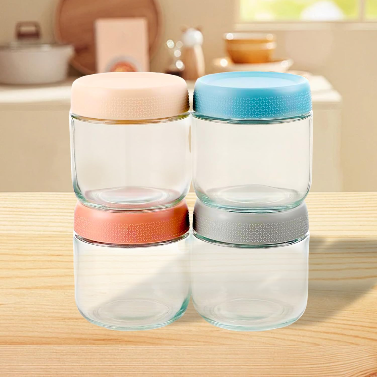 Kaoruo 6 Pack 10Oz Overnight Oats Containers with Lids, Glass Jars with Airtight Lids, Food Storage Containers for Yogurt Spice Snacks Sugar(300Ml) image number 2