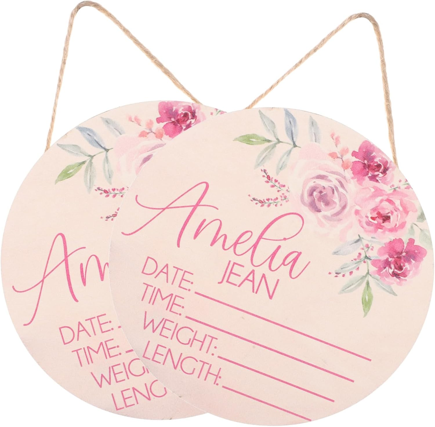 INOOMP Baby Name Announcement Sign Wooden Birth Announcement Sign for Newborn Nursery Decor for Hospital and Home image number 2